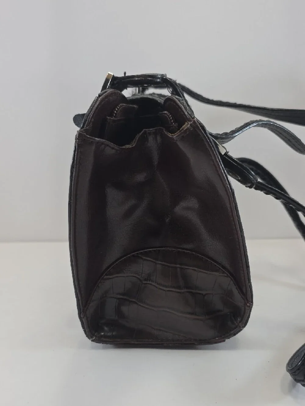 CR Western Croc Embossed Brown Black Shoulder Bag Y2K Purse